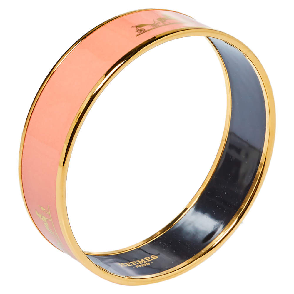 18K Enamel Cal¨¨che Wide Bangle Hermes Bracelet