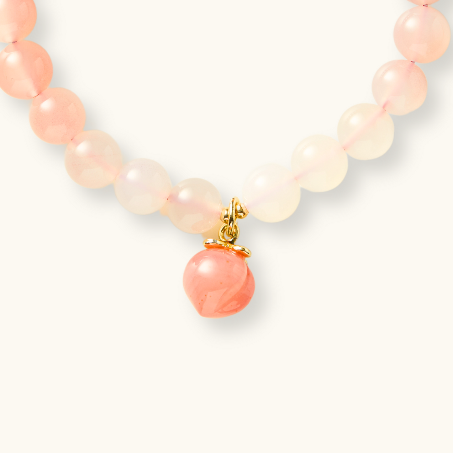 Peach Blossom Agate Charm Bracelet